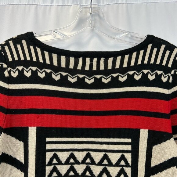 T/O Womens Sweater Dress Multicolor Geometric Stretch Knee Length Sleeve S - Picture 7 of 11